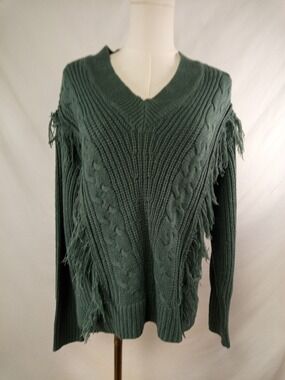 Alison Andrews Women's Sage Green V-Neck Sweater Sz S